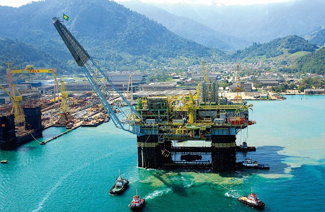 The massive P-52 oil platform in the Roncador field off the coast of Brazil